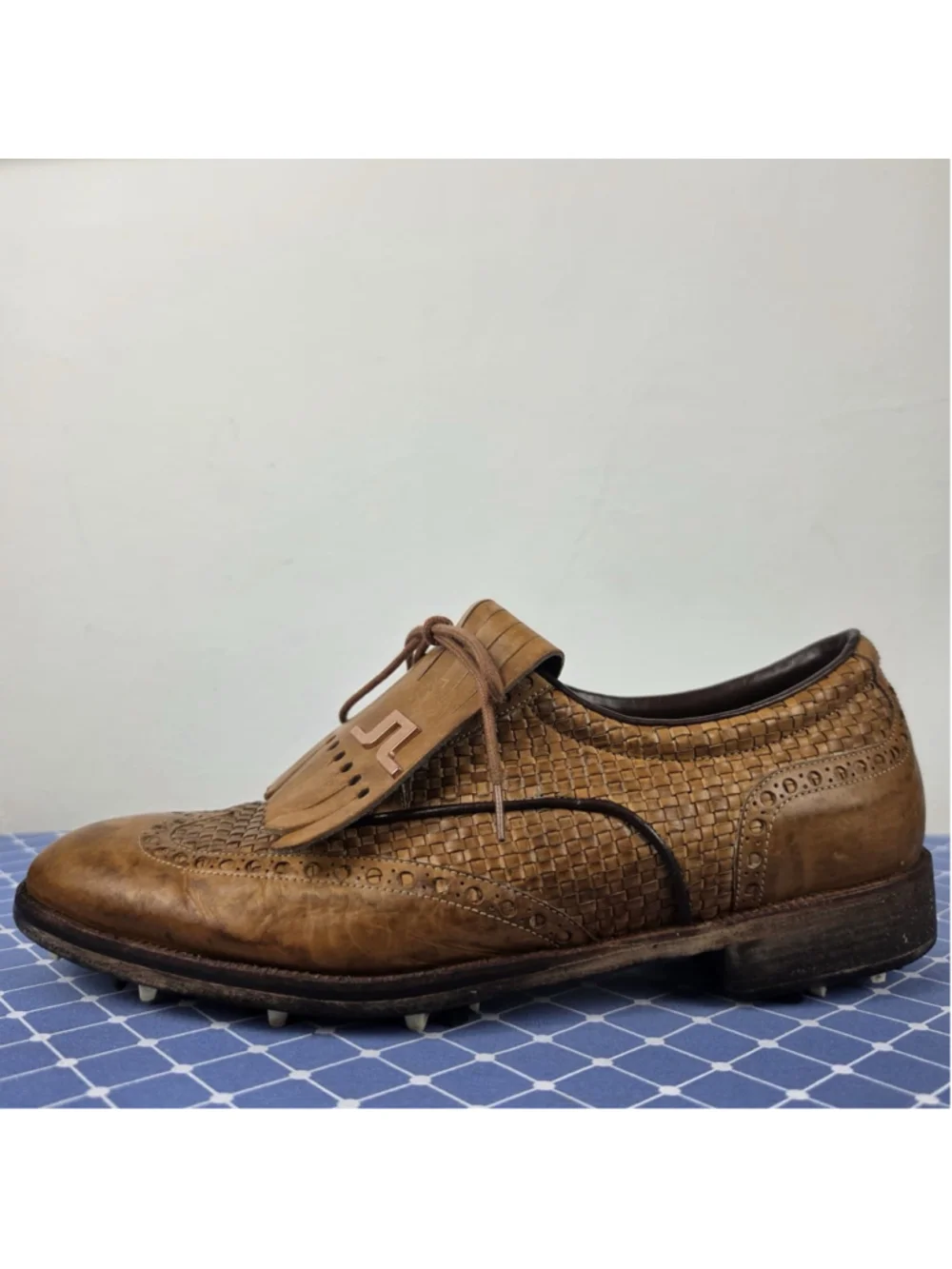 Nebuloni For J.Lindeberg Handmade Italy Woven Leather Golf Shoes Mens 9